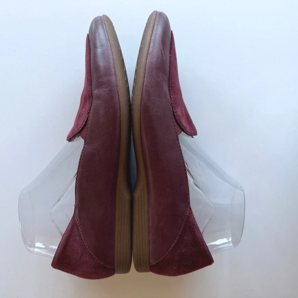 Dansko Lace Glazed Kid Leather Suede Wine Comfort Loafers Shoes eu 41 US 10 - Picture 4 of 9